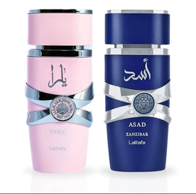 Yara & Asad Zanzibar EDP Sprays 100ML (3.4 OZ) By Lattafa | A Perfect Balance Of Feminine Charm And Masculine Power. (BUNDLE)