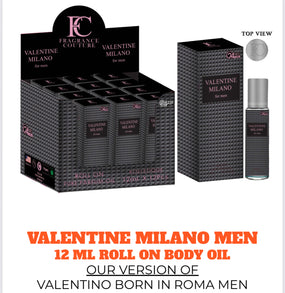 1 PIECE VALENTINE MILANO MEN 12Ml Roll On Body Oil