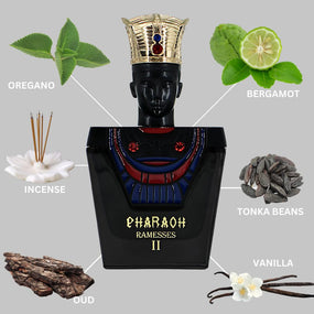 Pharaoh Ramsés II Eau De Parfum Spray 100ML (3.4 OZ) de BHARARA | Audaz, picante y profundamente ahumado con un acabado lujoso de oud, cuero y vainilla.