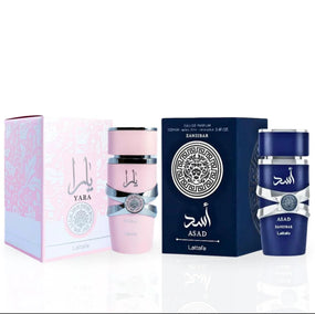 Yara & Asad Zanzibar EDP Sprays 100ML (3.4 OZ) By Lattafa | A Perfect Balance Of Feminine Charm And Masculine Power. (BUNDLE)