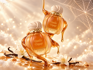 Shop unisex fragrances: Vanilla Voyage by Maison Asrar with caramel and Halloween spiderwebs