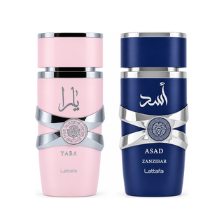Yara & Asad Zanzibar EDP Sprays 100ML (3.4 OZ) By Lattafa | A Perfect Balance Of Feminine Charm And Masculine Power. (BUNDLE)