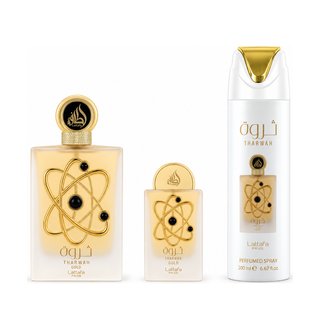 GIFT SET THARWAH GOLD WOMEN - 3 Piece Eau De Parfum Gift Set BY LATTAFA PRIDE