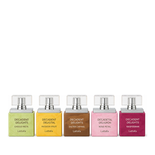 DECANT DELIGHT BUNDLE OF 5 Eau De Parfum Sprays 50ML (1.7OZ) By LATTAFA | A Sweet, Indulgent Bundle For Those Who Love Cozy, Dessert-Inspired Scents. (Bundle)