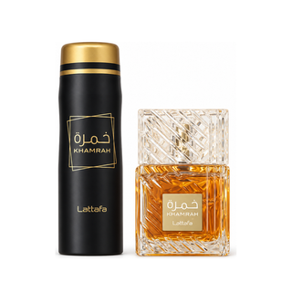 LATTAFA KHAMRAH 2 PCS GIFTSET WITH 100ML EDP + 200ML PERFUMED SPRAY