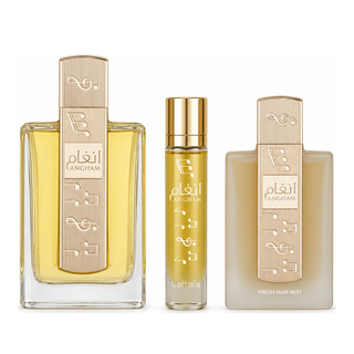 LATTAFA ANGHAM 3 PCS GIFTSET WITH 100ML EDP + 12ML TRAVEL SPRAY + 50ML HAIRMIST