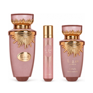 LATTAFA HAYA 3 PCS GIFTSET WITH 100ML EDP + 12ML TRAVEL SPRAY + 50ML HAIRMIST